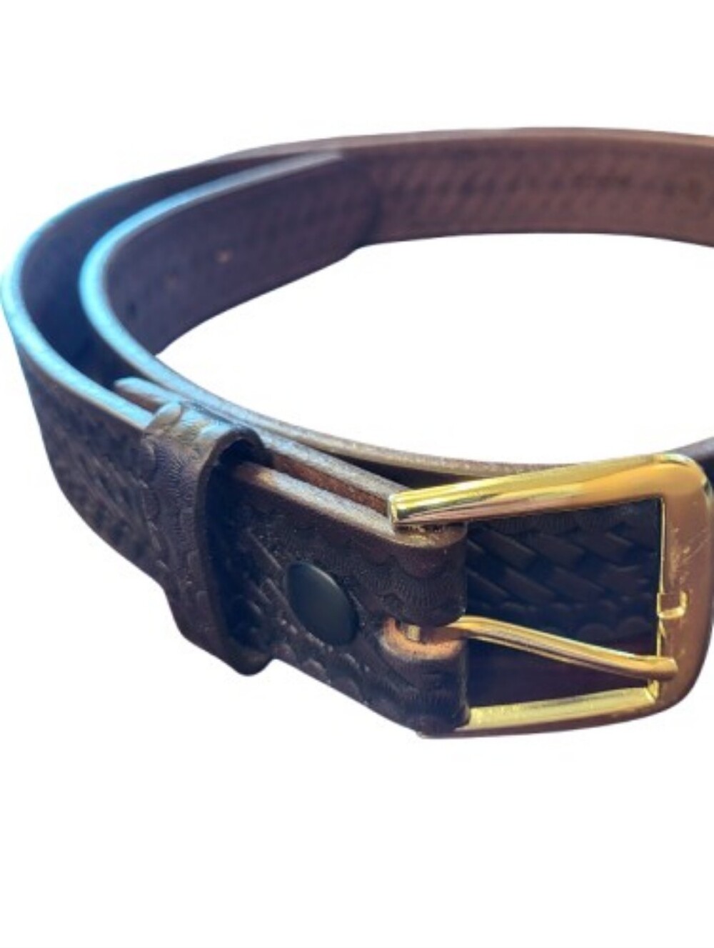 Boston Leather USA Brown Leather Belt with Gold Buckle 34 (32 Best Fit)